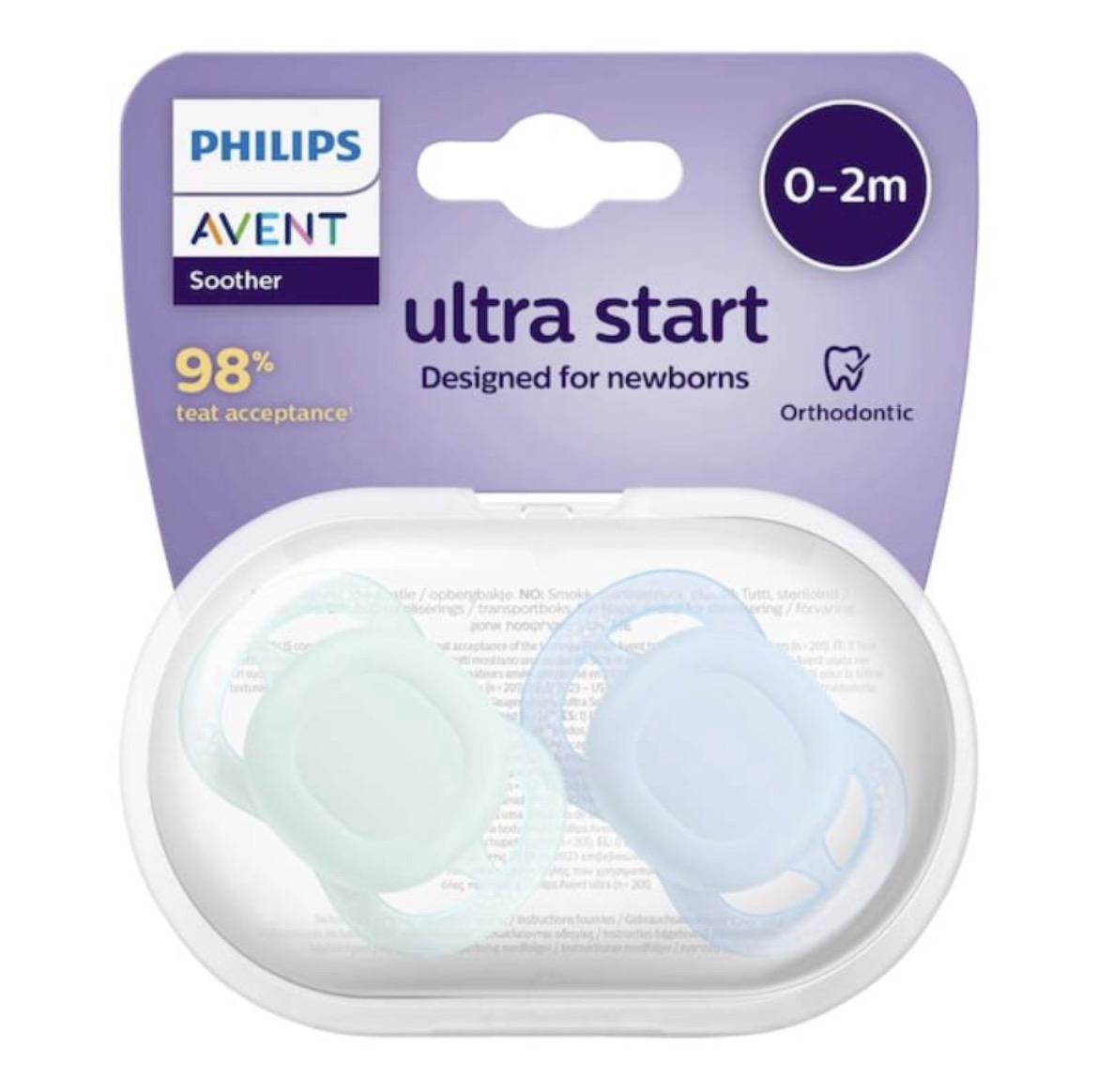 پستانک ارتودنسی اونت 0-2 ماه پسرانه ultrastart مدل scf075/05 Avent