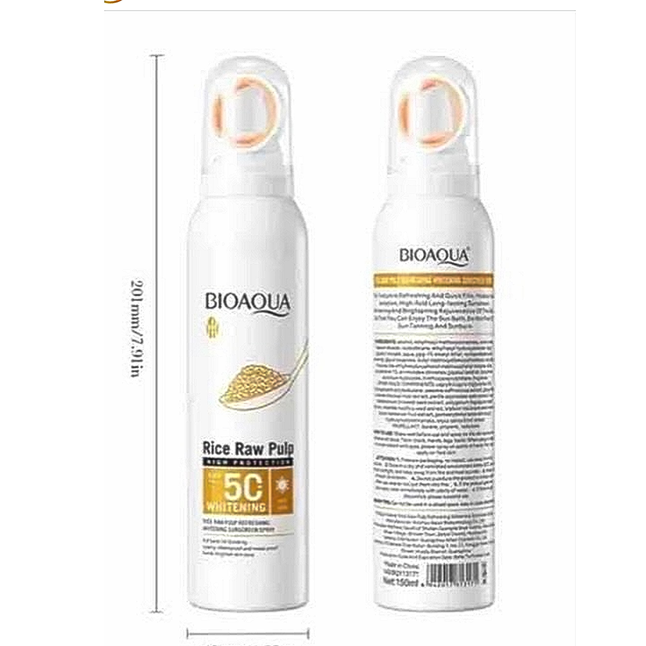 اسپری ضد آفتاب برنج با spf 50 برند bioaqua