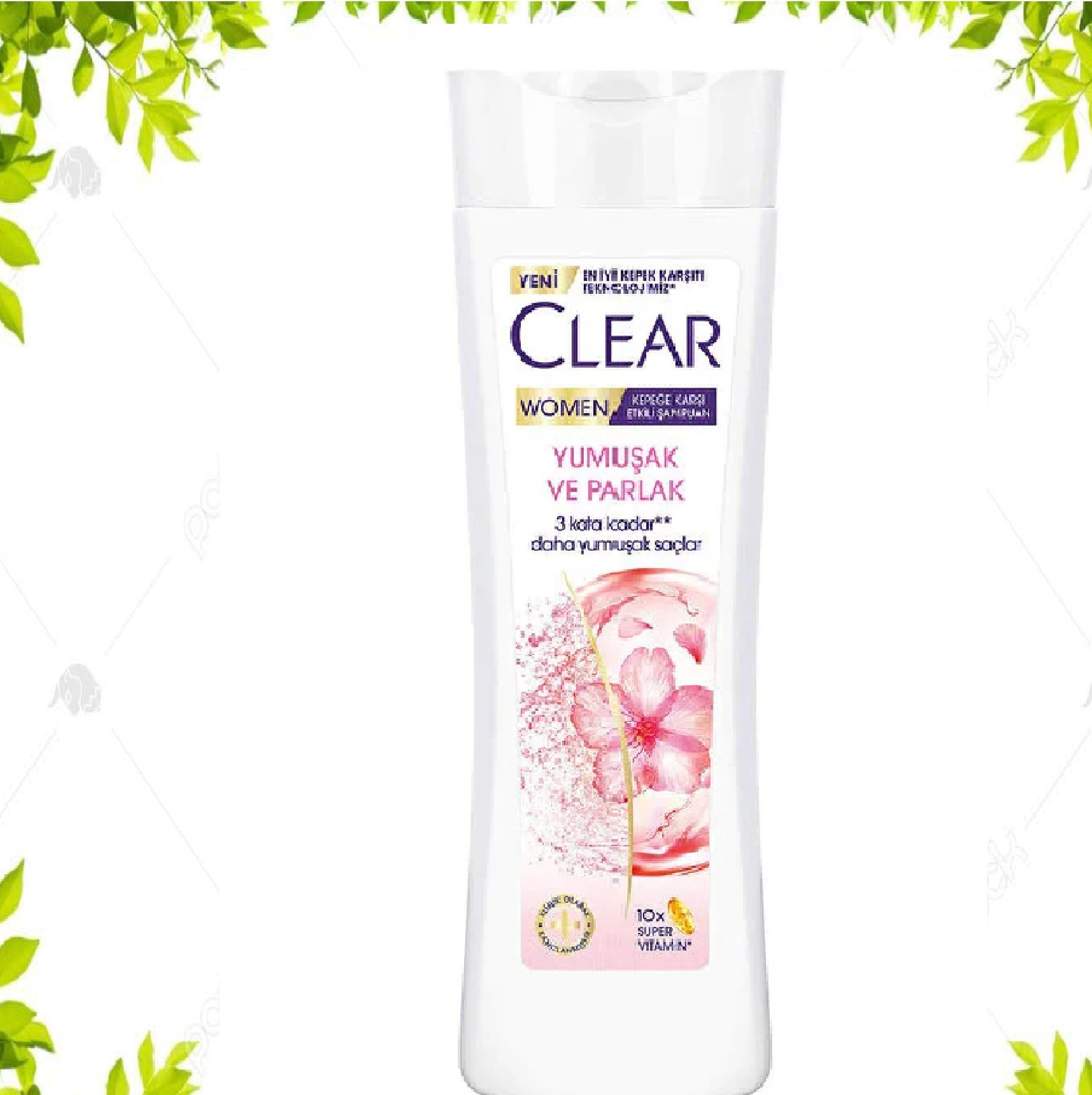 شامپو زنانه ضد شوره و درخشان کننده کلیر Clear مدل Yumusak Ve Parlak حجم 350 میل