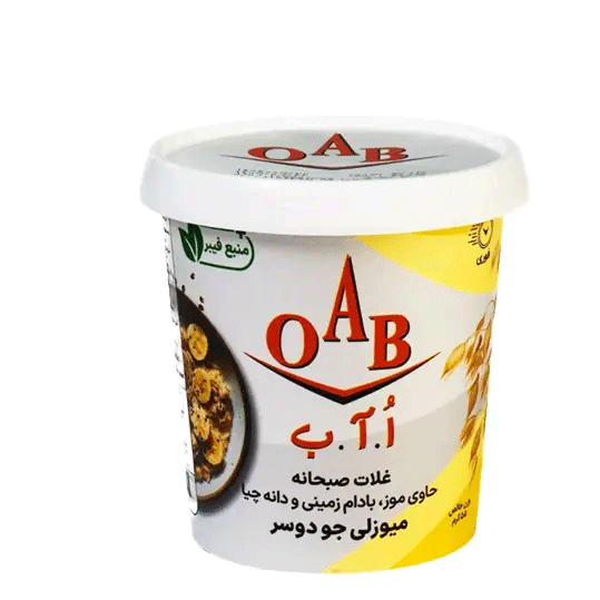 میوزلی جو دوسر با موز، بادام زمینی و دانه چیا OAB (55 گرم) کد 5066