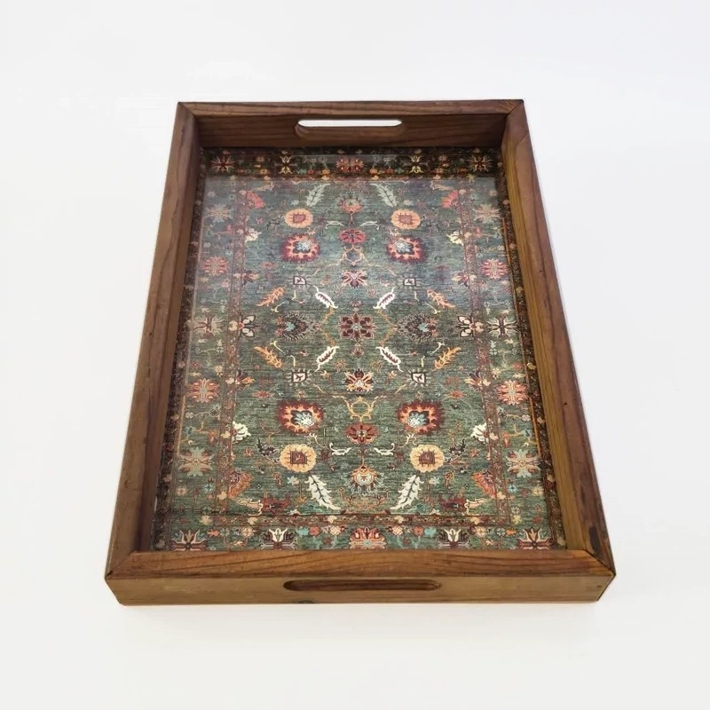 سینی چوبی ترمو طرح سلطنتی ایرانی(پس کرایه)