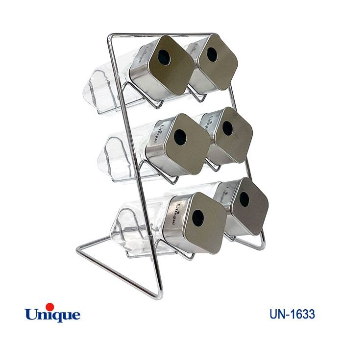 ست ادویه 6 تایی یونیک شیشه مربع ایستاده مدل UN-1633