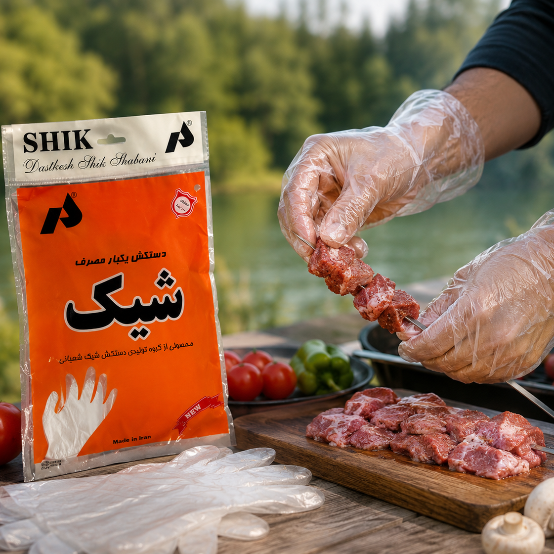 دستکش یکبار مصرف نایلونی شیک مناسب آشپزی، سفر، پیکنیک و کبابپزی