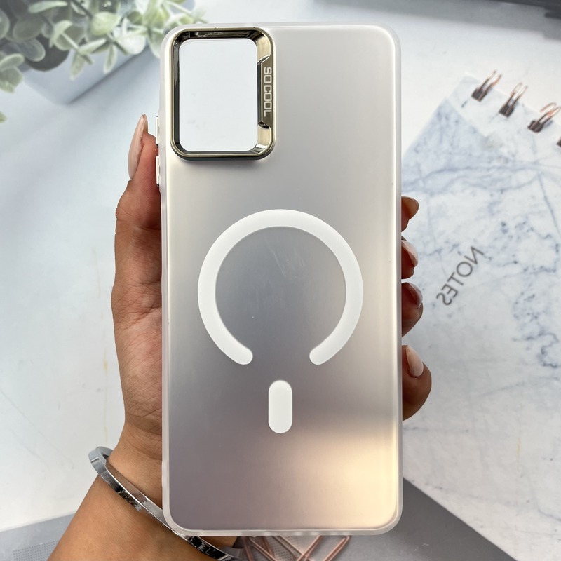 قاب گوشی Galaxy A06 سامسونگ Nova Shield سوکول اورجینال طرح مگ سیف Magsafe لنز برجسته نقره ای کد 546993