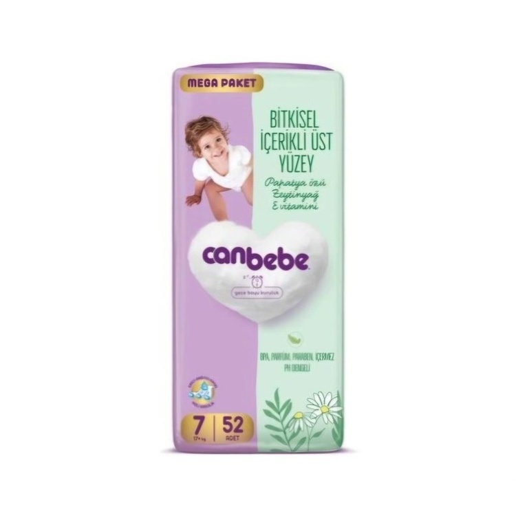 پوشک بچه گیاهی جان به به سایز 7 Canbebe Bebek بسته 52 عددی