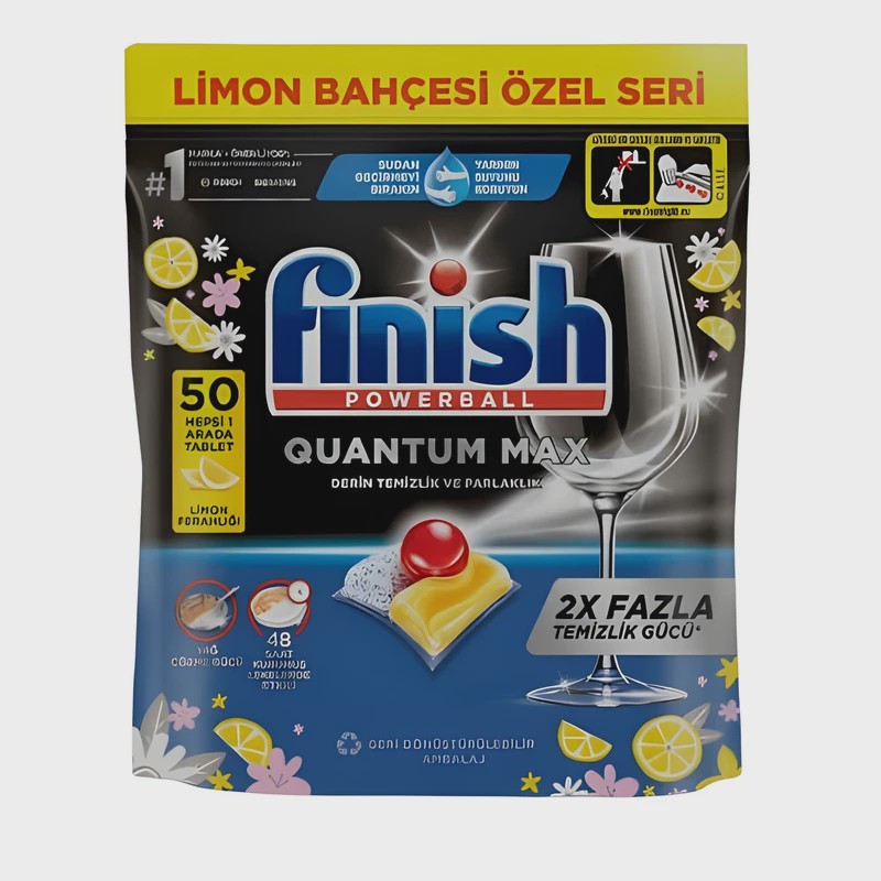 قرص ماشین ظرفشویی فینیش مدل کوانتوم مکس 50 عددی finish quantum max با رایحه لیمو(واردات قانونی از منطقه آزاد ارس)