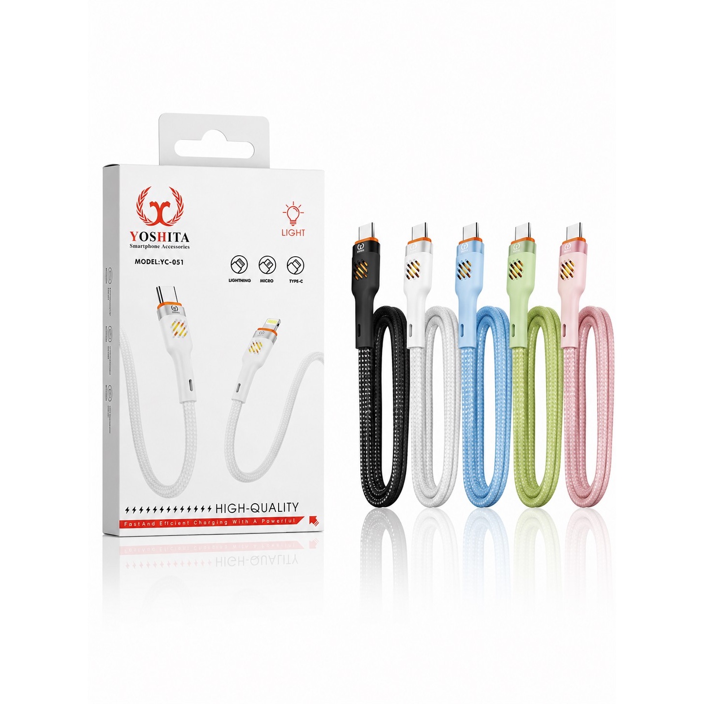 کابل شارژ و انتقال داده یوشیتا مدل YC-051 تایپ C به تایپ C