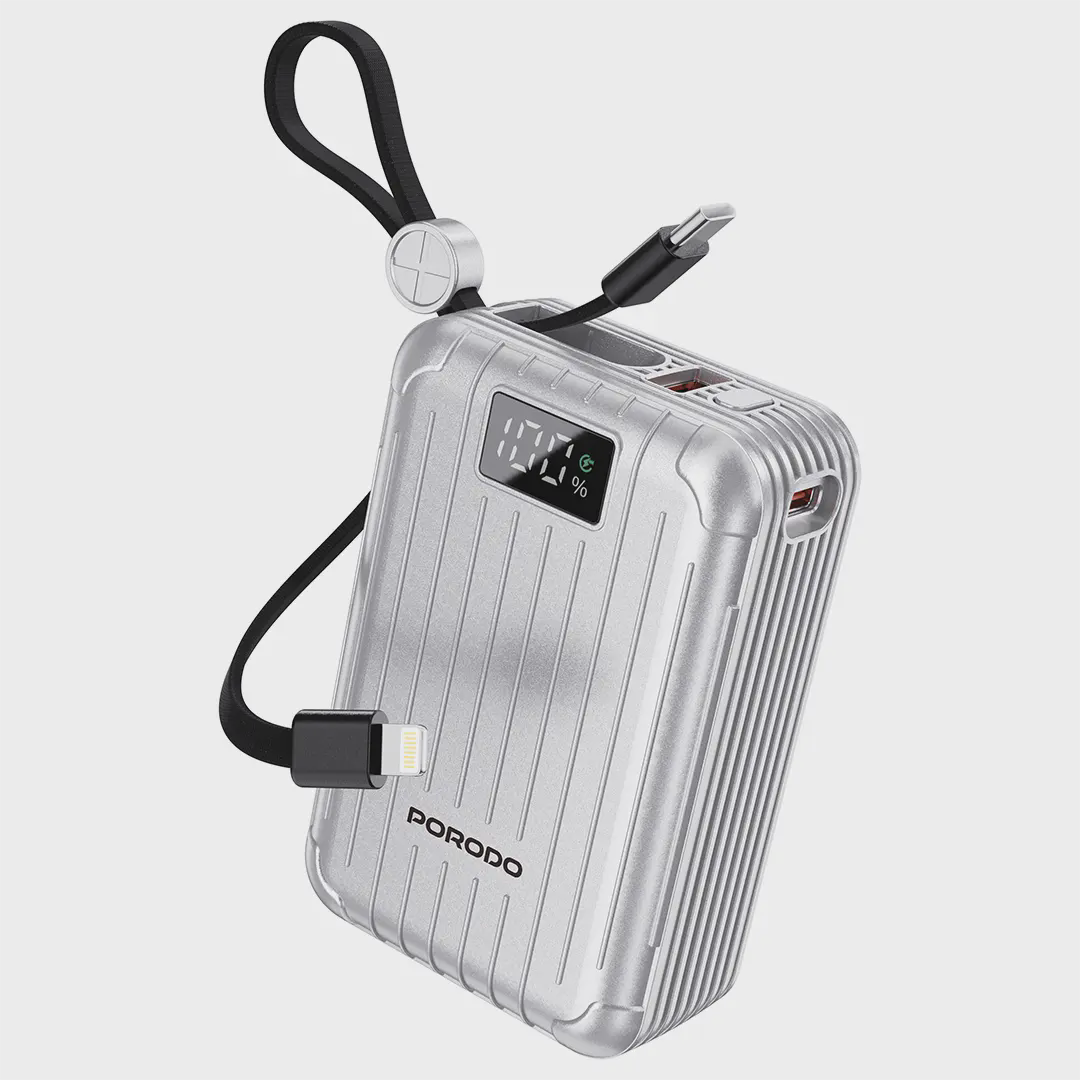 پاوربانک 20000 میلی آمپرساعت با کابل Type-C و لایتنینگ Porodo Petite PDNPB37