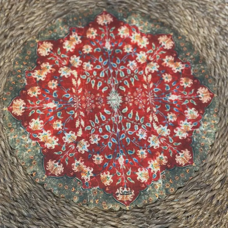رومیزی عسلی گرد و زیر بشقابی
