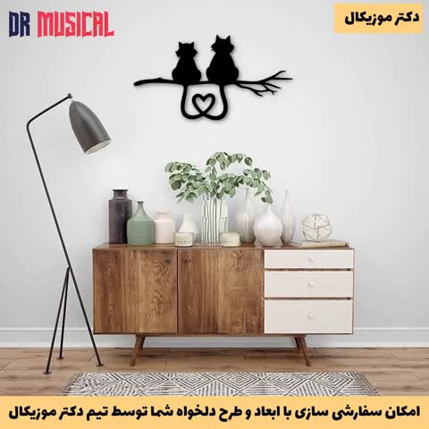 دیوارکوب چوبی طرح گربه کد 17-خرید بی واسطه از تولیدی دکتر موزیکال-پس کرایه