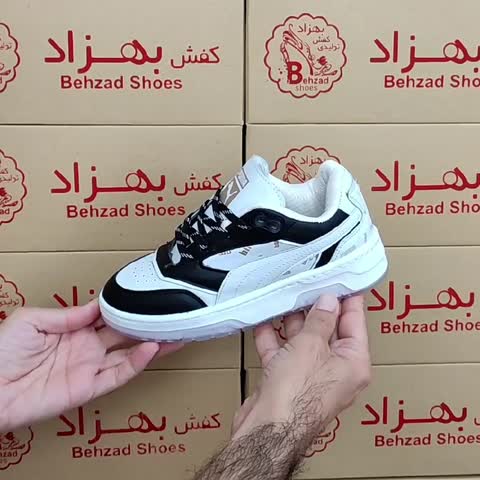 کتونی پوما بچه گانه پسرانه سایز 31 تا 36 رنگ سفید مشکی زیره ترمو عطری دور دوخت کفی طبی لژ سه و نیم سانتی رویه چرم صنعتی