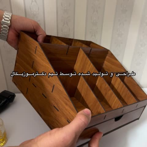 استند لوازم ارایش چوبی مدل کشویی دارای 9 مقسم بسیار جادار - ساخته شده از چوب ام دی اف سه میل - خرید از تولیدی- پس کرایه