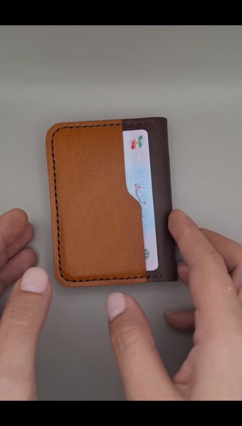 جاکارتی دورنگ چرم طبیعی گاو ظرفیت 6 کارت