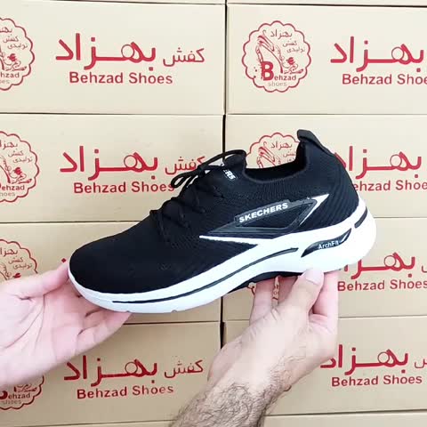کتونی جورابی بافتی اسکیچرز مردانه پسرانه سایز 41 تا 45 رنگ مشکی زیره پیو نرم طبی کف دوخت کفی طبی لژ 4 سانتی رویه بافت