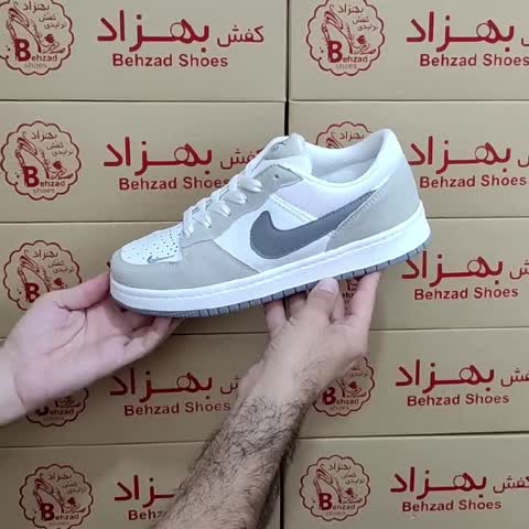 کتونی نایک مردانه پسرانه سایز 41 تا 44 رنگ سفید زیره ترمو لژ سه سانتی رویه اشبالت و چرم صنعتی کفی طبی کف دوخت دور دوخت
