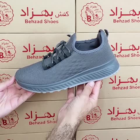 کتونی جورابی بافتی تابستانی تنفس دار مردانه سایز 40 تا 45 رنگ طوسی کفی طبی زیره پیو تزریق لژ چهار سانتی رویه بافتی