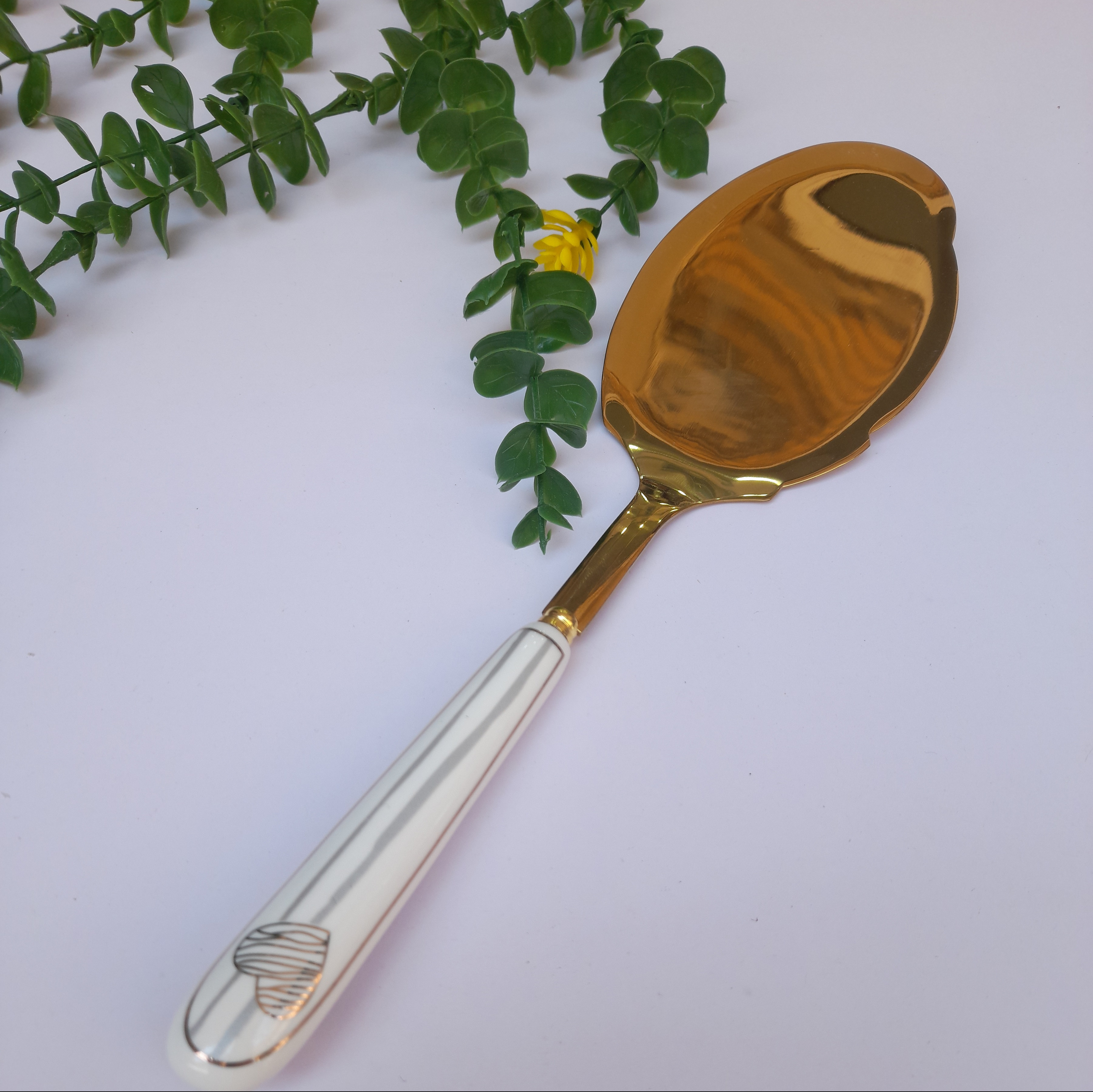 کفگیر و ملاقه استیل وارداتی طرح قلب طلائی