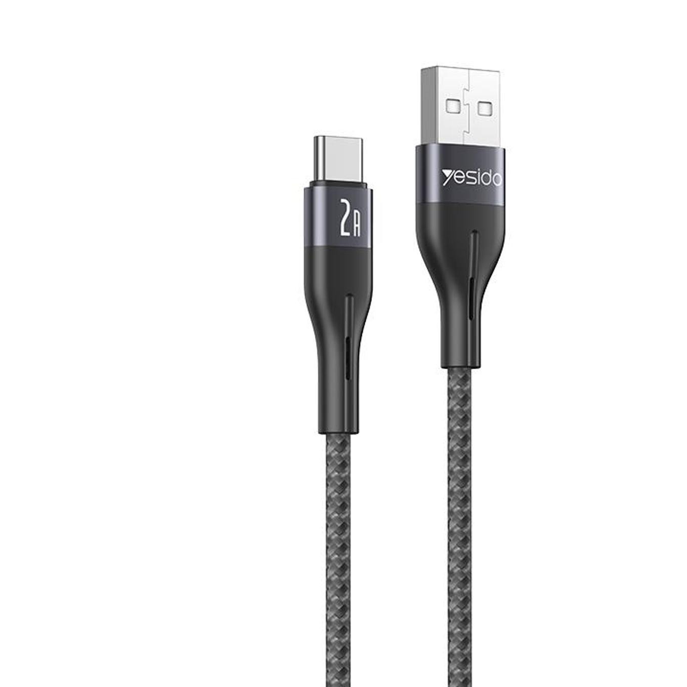 کابل USB به USB-C یسیدو مدل CA121 طول 1 متر، توان 18 وات، روکش بافتهشده نایلونی، مشکی