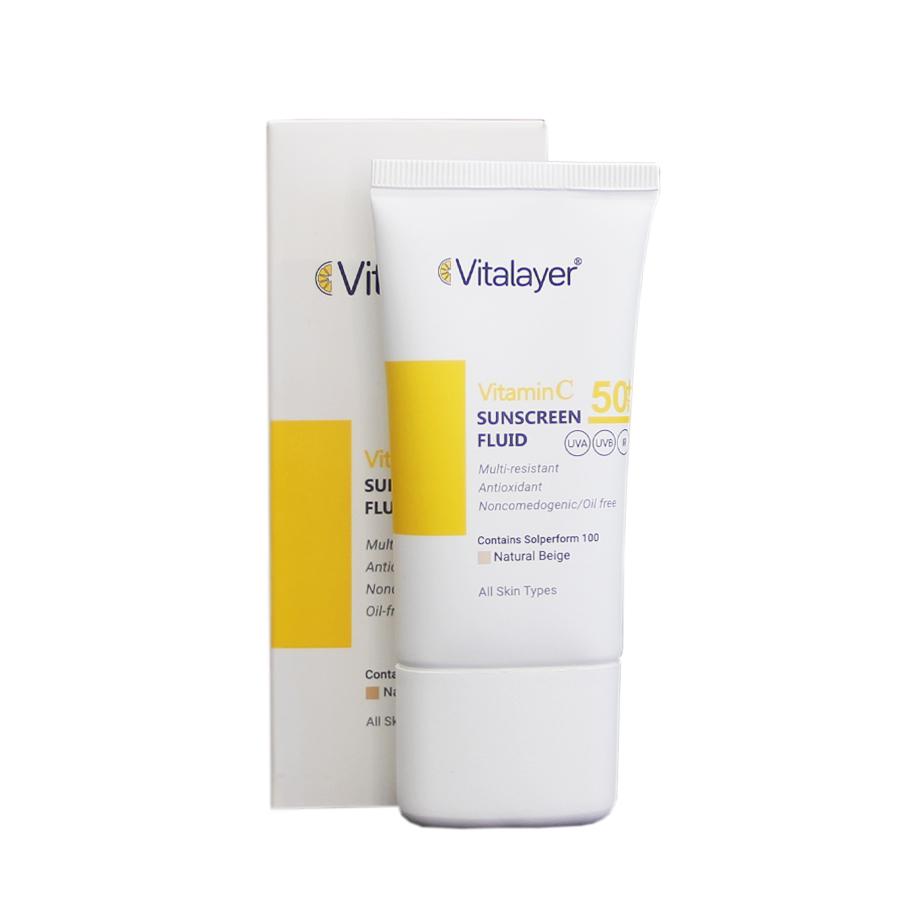 کرم ضدآفتاب رنگی بژ طبیعی حاوی ویتامین C ویتالیر Vitalayer
