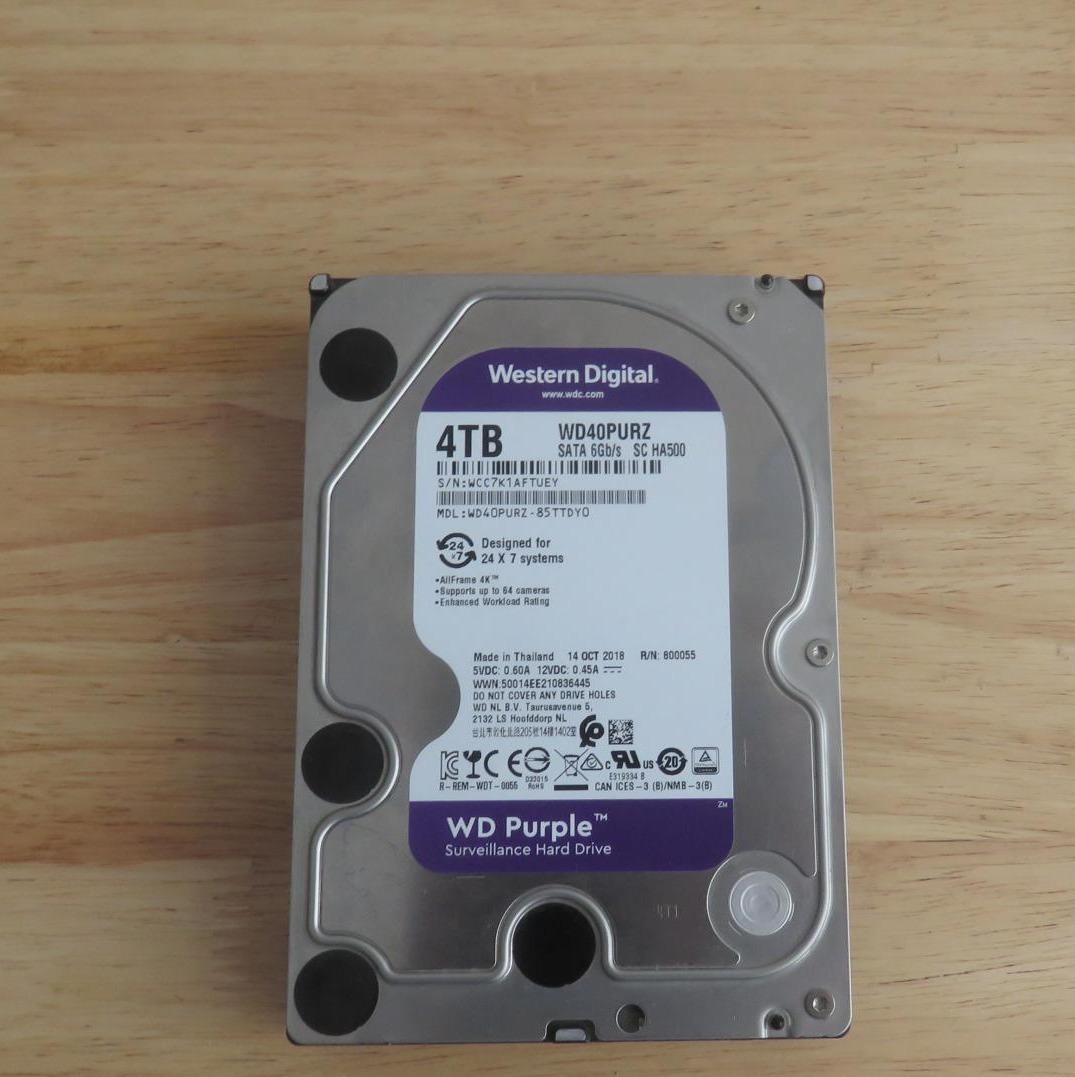 هارد 4000 گیگ وسترن ساتا 3.5 اینچی دسکتاپی - Western Digital (WD) Purple 4TB Surveillance Hard Drive
