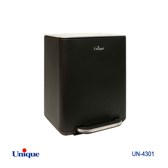 سطل زباله چهارگوش 20 مشکی باآرام بند یونیک کد UN-4301