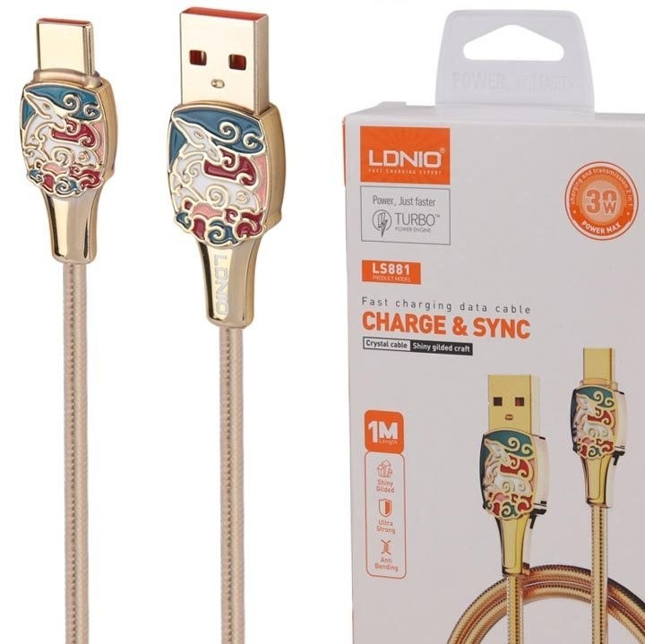 کابل تایپ سی فست شارژ LDNIO LS881 30W 1m