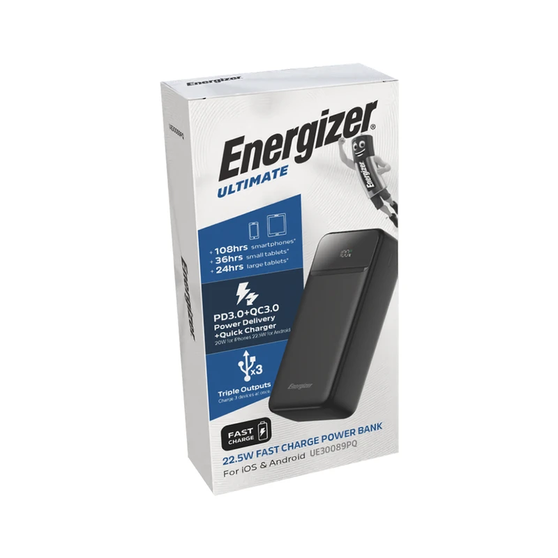پاوربانک انرجایزر ظرفیت 30000 میلی آمپر مدل Energizer UE30089PQ