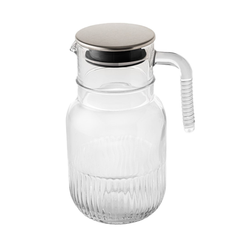 بطری لیمون مدل شیشه ای شیاردار درب استیل کد H2357