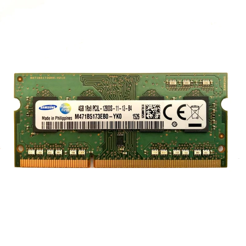 رم لپتاپ 4 گیگابایت DDR3L تک کاناله 1600 مگاهرتز سامسونگ مدل PC3L با تایمینگ CL11 و ولتاژ کاری 1.35 ولت