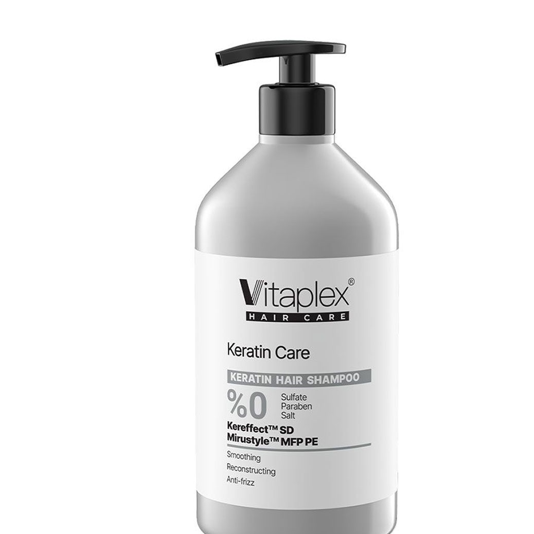 شامپو کراتین ویتاپلکس Vitaplex فاقد سولفات مناسب مو کراتین شده مدل Keratin Care حجم 500 میلی لیتر