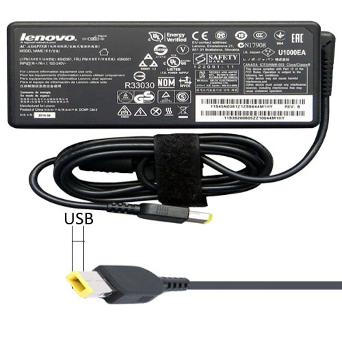 شارژر لپ تاپ لنوو 20 ولت 4.5 آمپر 90 وات رابط USB