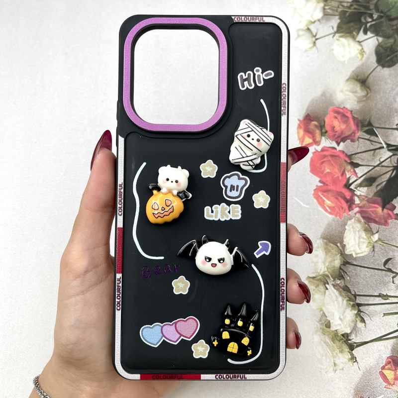 قاب گوشی Redmi Note 13 4G شیائومی 3D Honey Case سیلیکونی عروسکی برجسته ضد ضربه مشکی کد 284602