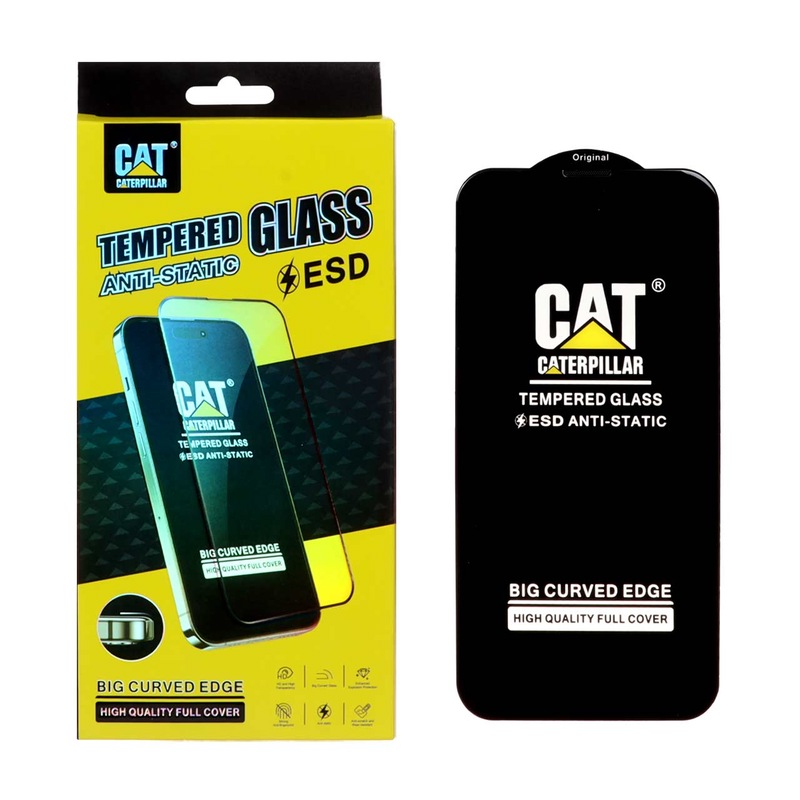 گلس گوشی آیفون شیشه ای Caterpillar آنتی استاتیک Full Cover Anti Static ESD اورجینال برای iPhone 13 / 13 Pro / 14 / 16e ک