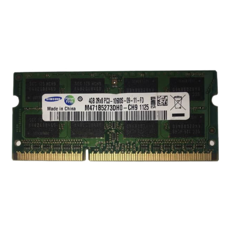 رم لپتاپ DDR3 سامسونگ مدل PC3-10600 ظرفیت 4GB تک کاناله فرکانس 1333MHz تایمینگ 9 نوع SO-DIMM