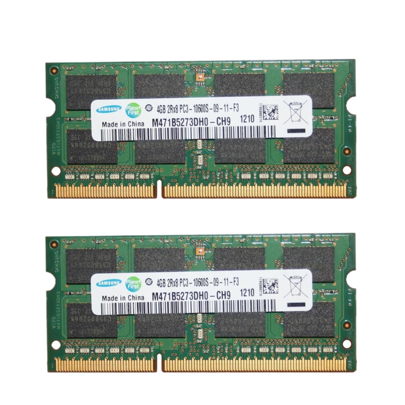 رم لپتاپ سامسونگ DDR3 دو کاناله 4 گیگابایت 1333 مگاهرتز مدل 10600s بسته 2 عددی SO-DIMM