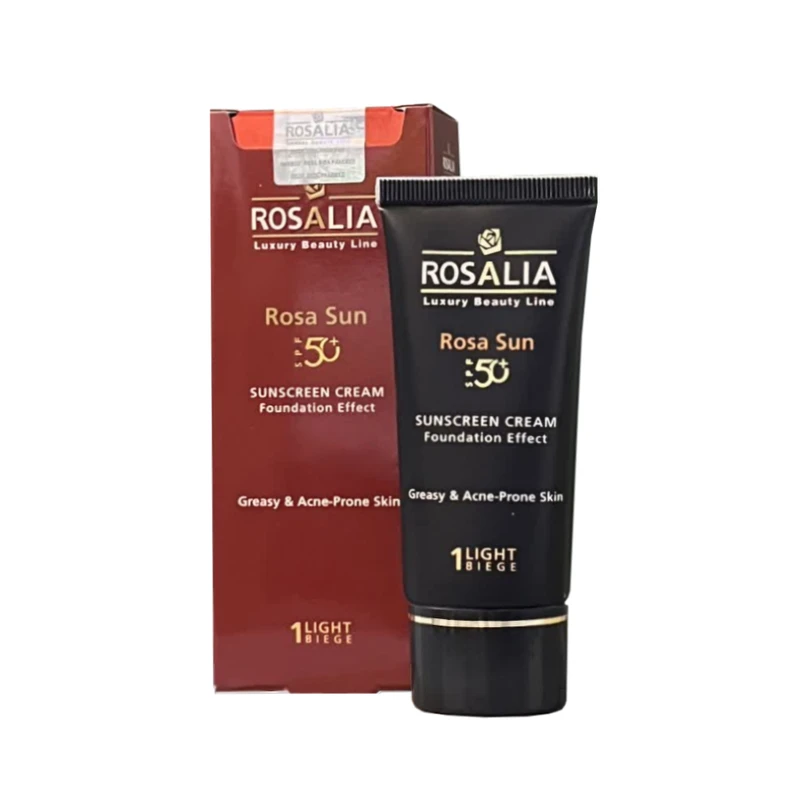 کرم ضد افتاب رنگی بژ روشن حجم 40میل پوست های چرب و جوش دار SPF 50 رزالیا - ROSALIA