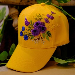 کلاه کپ زرد گلدوزی برزیلی برجسته