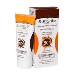 کرم ضد آفتاب SPF50 روشن کننده سان سیف مناسب انواع پوست 50 گرم ( ضد آفتاب سان سیف بژ روشن اس پی اف 50 )