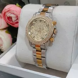 ساعت مچی زنانه ROLEX DAYTONA ژاپن سه موتوره فعال فول تایم نگین دار