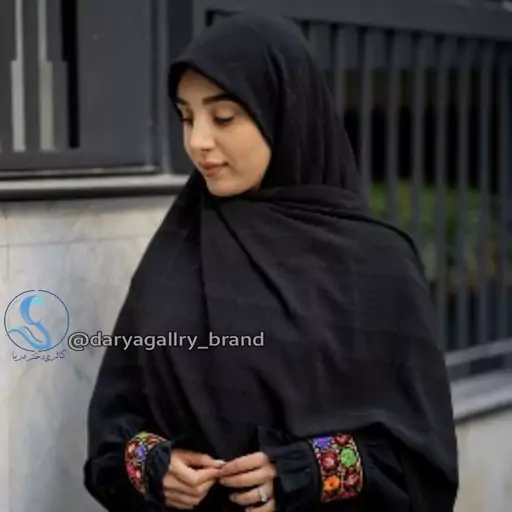 روسری مشکی جنس آماس زنانه و دخترانه قواره بزرگ برند گیل بانو 