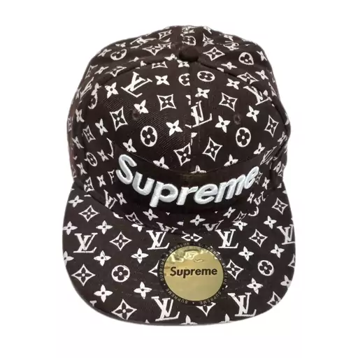 کلاه کپ قهوه ای سفید سوپریم supreme