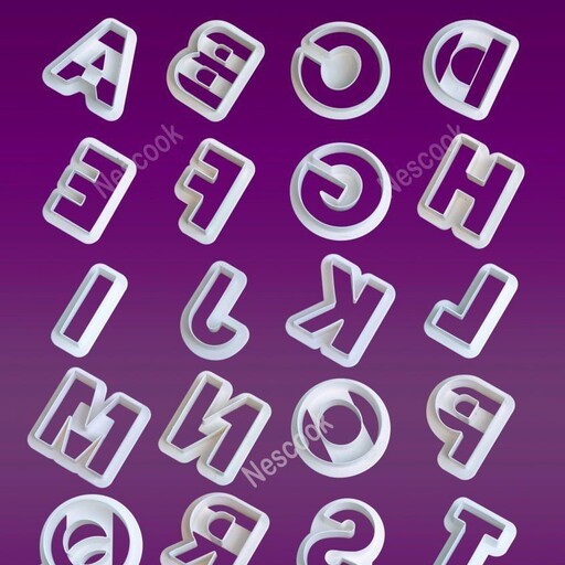 کاتر پلاستیکی حروف بزرگ لاتین ابعاد هر قطعه 5 در 5 سانت برند نسکو 
