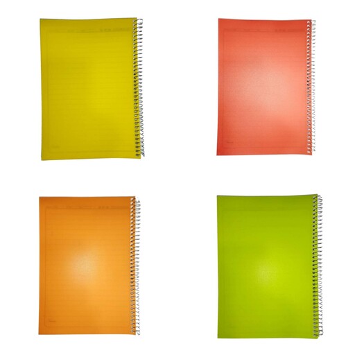 دفتر مشق سیمی50 برگ طلقی مدل مدرسه رنگ جور مجموعه 4 عددی(قرمز زرد سبز نارنجی)