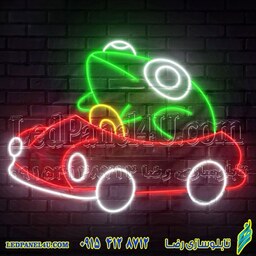 تابلو نئون فلکسی طرح قورباغه ماشینی - کد NEON303 - تابلوسازی رضا (e-32)