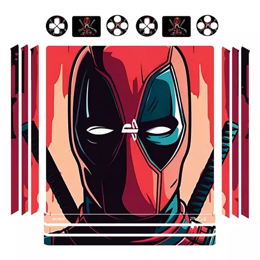 اسکین(برچسب)Playstation 4-مدل پرو -طرح DEAD POOL  -کد02-سفارشی