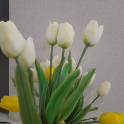 گل لاله سفید مصنوعی پک 5 شاخه