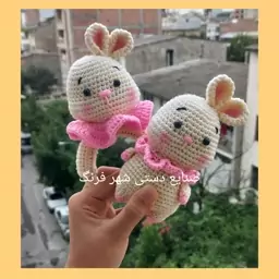 ست عروسک خرگوش و جغجغه بافتنی