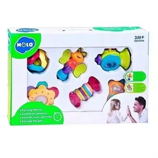 جغجغه دندانگیر رنگارنگ 6 عددی هولی تویز Hola Toys مدل 939A