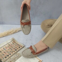 کفش کالج زنانه مدل فانتوف کنفی پاپیون دار رنگ کرم