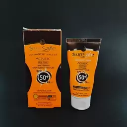 کرم ضد آفتاب سان سیف رنگی بژطبیعی spf50فاقد چربی مناسب پوست های چرب جوشدار و مختلط ماندگاری بالا ضد آب حجم 50 میلی لیتر